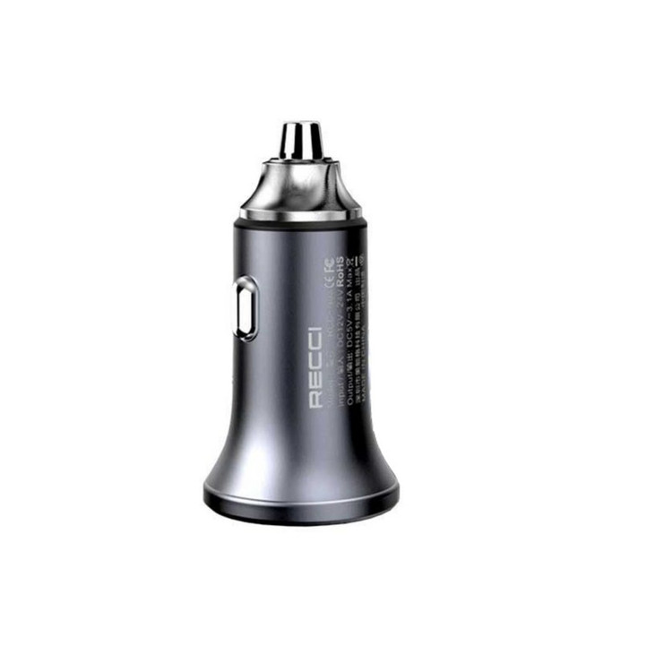 شارژر فندکی ماشین Recci RCC-N08 | شارژ سریع دو دستگاه با طراحی آلومینیومی