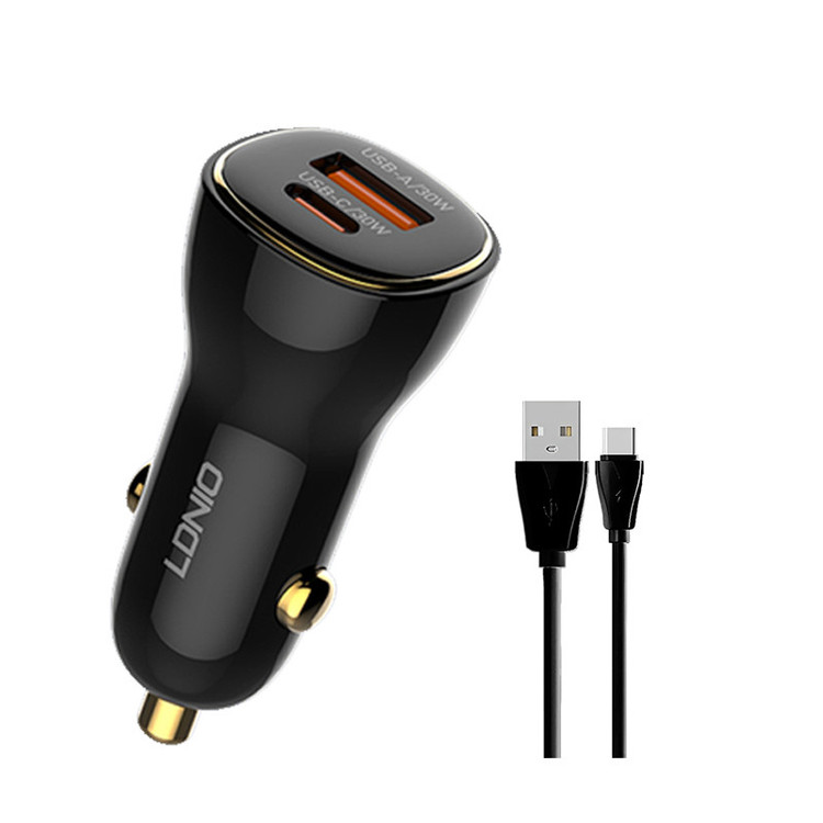 شارژر فندکی الدینیو مدل LDNIO C103 | شارژ سریع 60 وات، دو پورت PD و QC