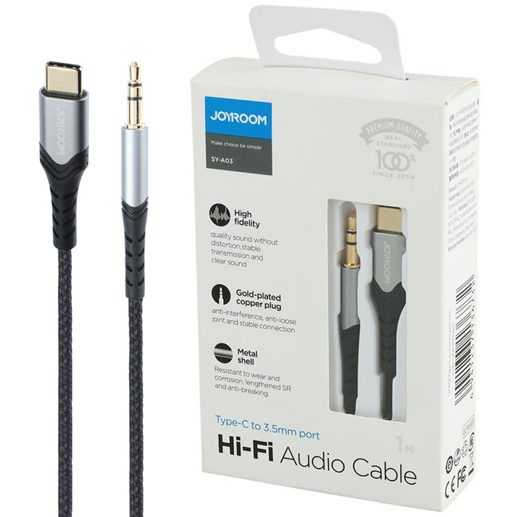 مبدل تایپ سی به جک 3.5 میلیمتری یک متری جویروم JOYROOMHIFI SY-A03 1M