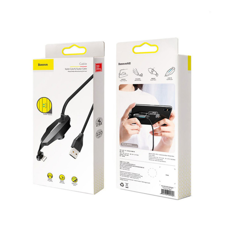 کابل لایتنینگ بیسوس Baseus Stylish Colorful Sucker CALXA-B01 Lightning طول 1.2 متر و توان 2.4 آمپر