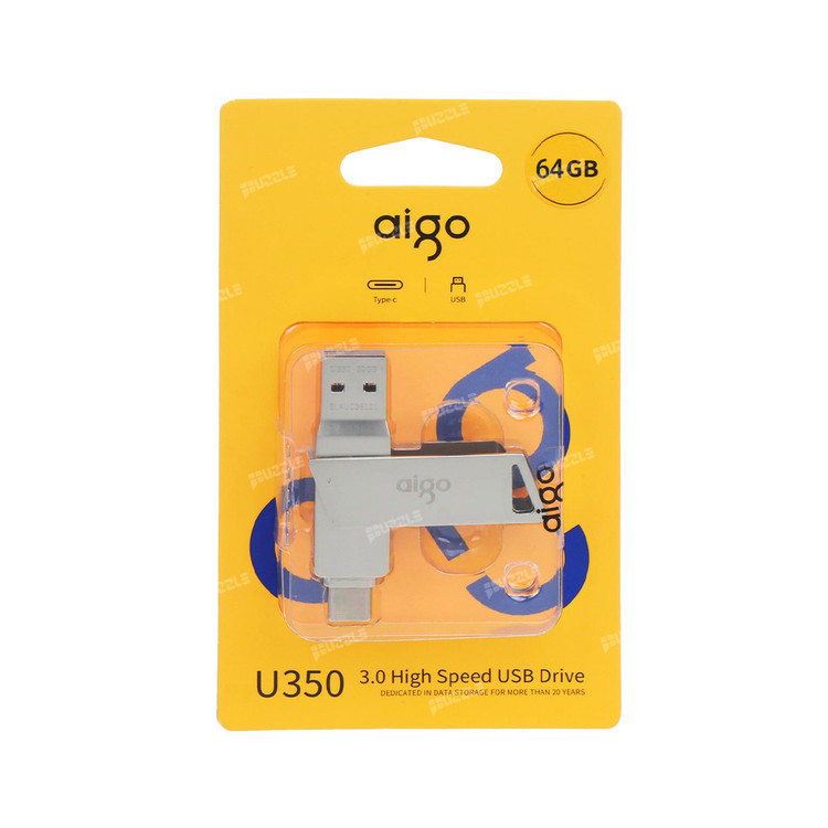 فلش مموری آیگو 128 گیگابایت دوسر USB و تایپ C برند Aigo مدل U350