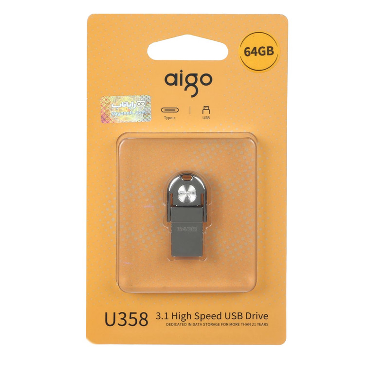 فلش مموری آیگو Aigo U358 دو سر 64GB | سرعت بالا و طراحی مقاوم