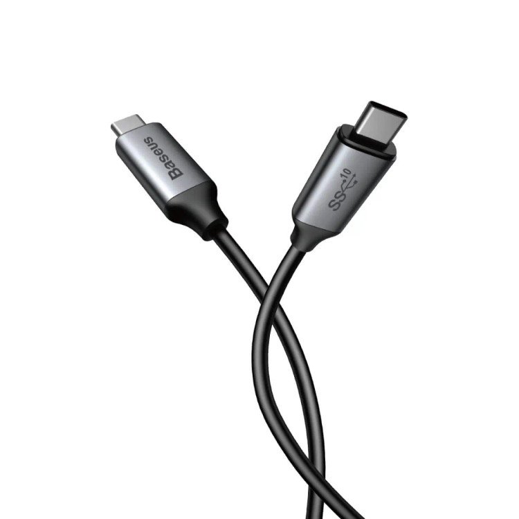 کابل فست شارژ Type-C به Type-C بیسوس مدل C10T با چیپ هوشمند E-Marker|توان 29--87 وات با روکش بافته شده