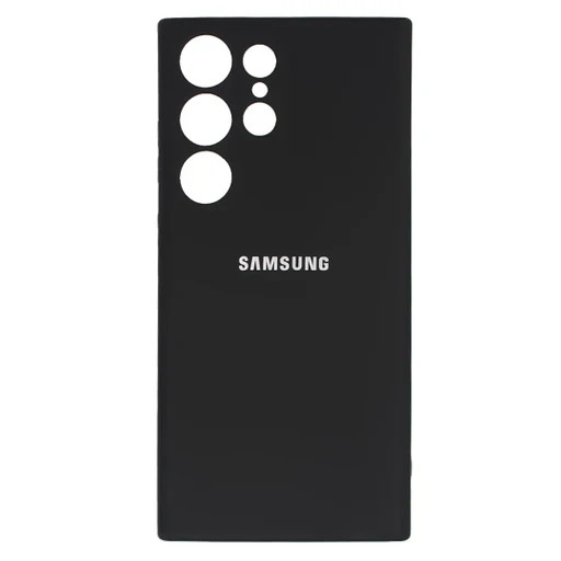 قاب سیلیکونی مشکی Samsung Galaxy S24 Ultra، نمای پشت با طراحی ساده و باریک