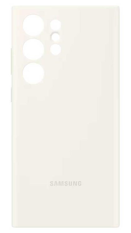 قاب سیلیکونی سفید Samsung Galaxy S24 Ultra، نمای پشت و محل لنزها
