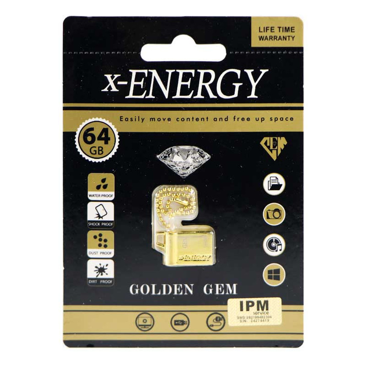 فلش مموری ایکس-انرژی 16GB مدل x-ENERGY GOLDEN GEM، دارای رابط USB 2.0، سرعت استاندارد انتقال اطلاعات 480 مگابیت بر ثانیه کپی