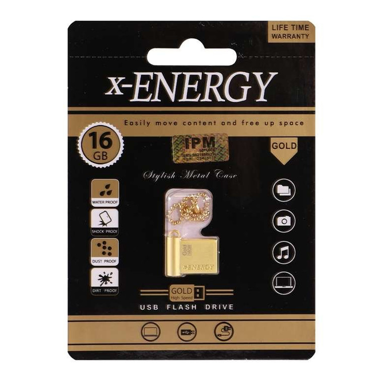 فلش مموری ایکس-انرژی 16GB مدل x-ENERGY GOLDEN GEM، دارای رابط USB 2.0، سرعت استاندارد انتقال اطلاعات 480 مگابیت بر ثانیه کپی
