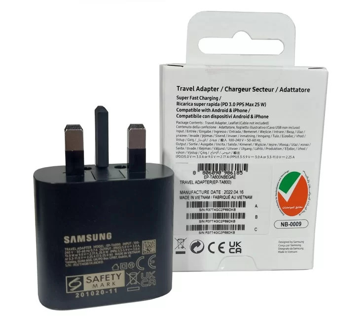 شارژر ۲۵ وات سامسونگ | آداپتور فست شارژ USB-C مناسب گوشی و تبلت