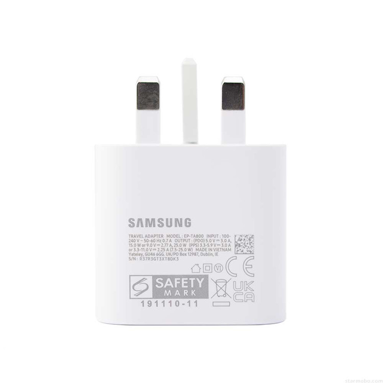 شارژر ۲۵ وات سامسونگ | آداپتور فست شارژ USB-C مناسب گوشی و تبلت