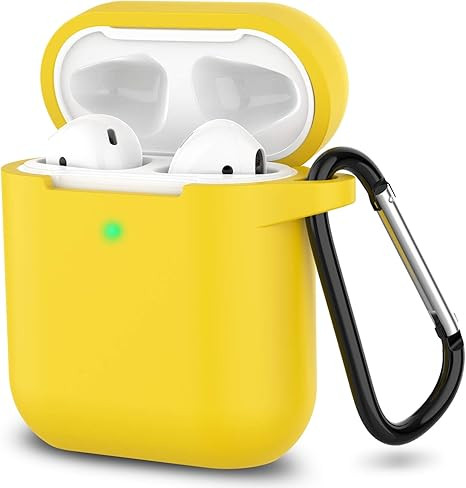 قاب سیلیکونی AirPods 2 رنگ زرد با کارابین