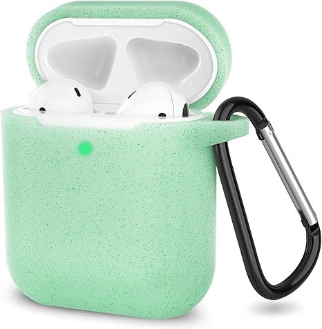 قاب سیلیکونی AirPods 2 رنگ سبز صابونی با قلاب فلزی