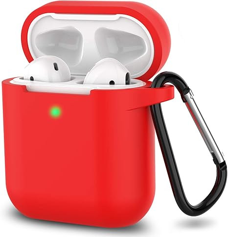قاب سیلیکونی AirPods 2 رنگ قرمز با قلاب فلزی