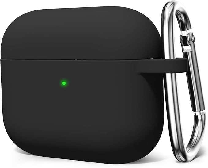 کاور سیلیکونی AirPods 3 رنگ مشکی با کارابین فلزی