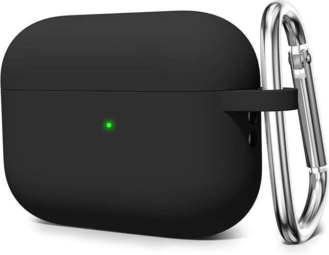 کاور سیلیکونی AirPods Pro 2 رنگ مشکی با کارابین فلزی