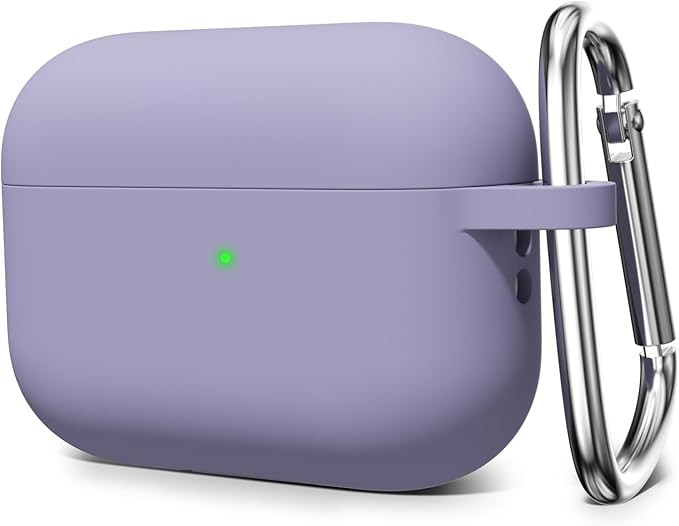 قاب سیلیکونی AirPods Pro 2 رنگ طوسی یاسی با کارابین