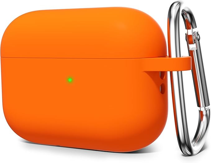 کاور سیلیکونی AirPods Pro 2 رنگ نارنجی با قلاب آویز