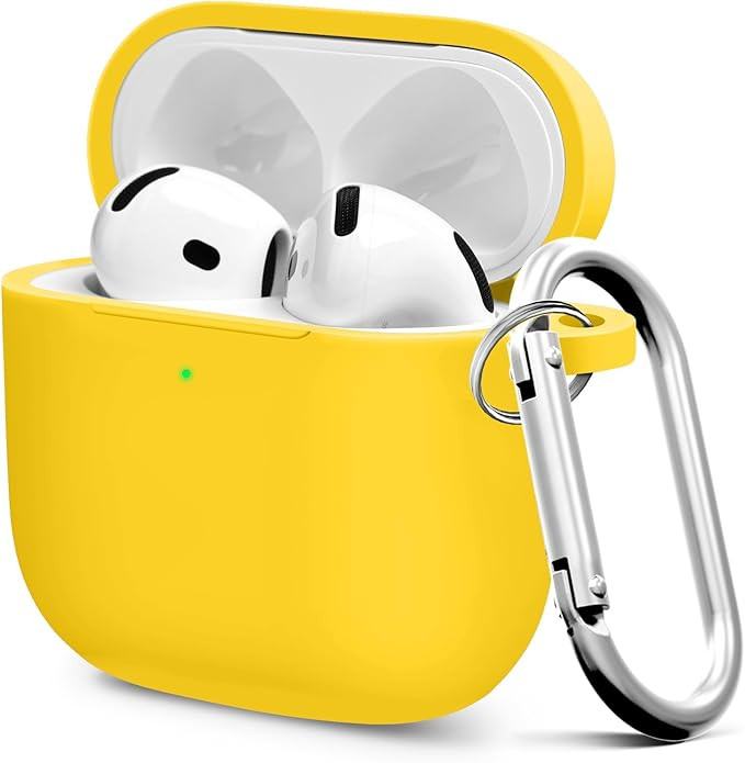 کاور سیلیکونی AirPods Pro 1 رنگ زرد با قلاب فلزی