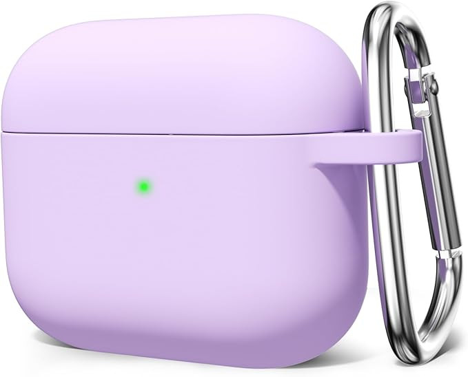 کاور سیلیکونی AirPods Pro 1 رنگ یاسی با کارابین