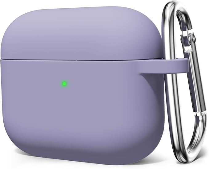 کاور AirPods Pro 1 رنگ یاسی طوسی با کارابین فلزی