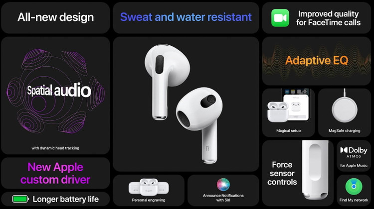 هدفون بلوتوثی اپل مدل Airpods 3rd Generation با گارانتی