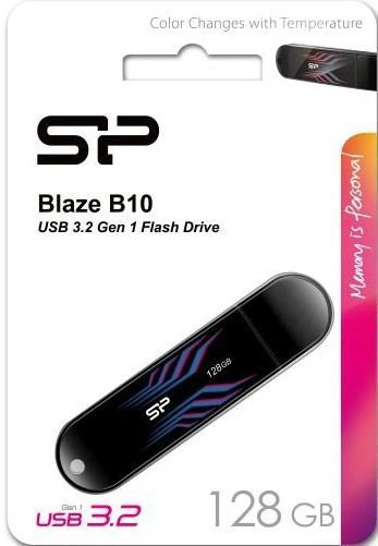 فلش مموری Silicon Power مدل Blaze B10 با ظرفیت 128 گیگ و رابط پرسرعت USB 3.2. طراحی حرارتی، بدنه مقاوم و سرعت انتقال بالا