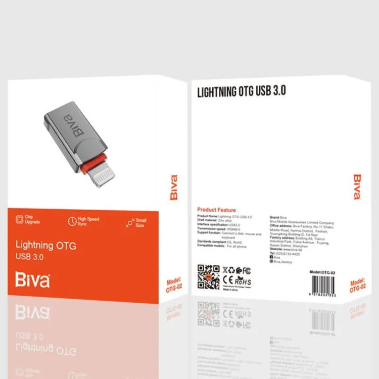 مبدل OTG لایتنینگ Biva OTG-02 | اتصال USB به آیفون و آیپد