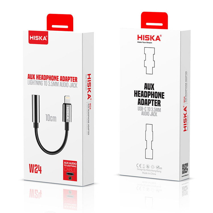 مبدل هدفون Hiska W24 | تبدیل لایتنینگ به AUX 3.5mm | مناسب آیفون