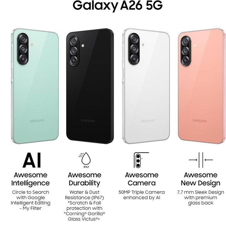 گوشی موبایل سامسونگ Galaxy A26 با حافظه 256 گیگابایت و رم 8 گیگابایت دوسیمکارت