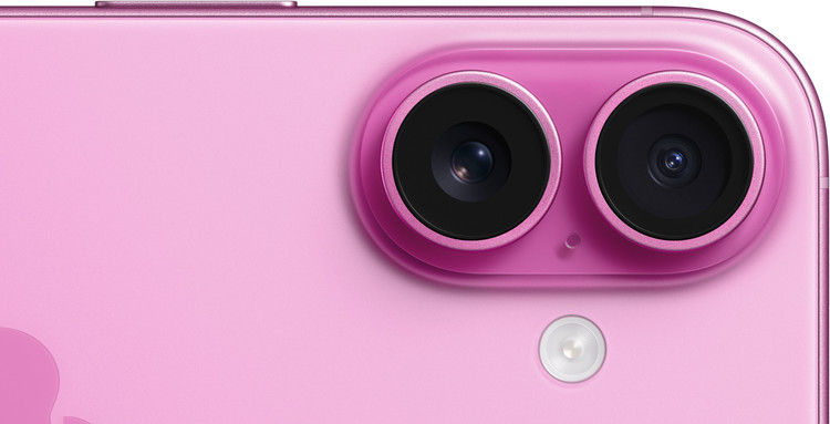 نمای نزدیک دوربین گوشی iPhone 16 رنگ صورتی