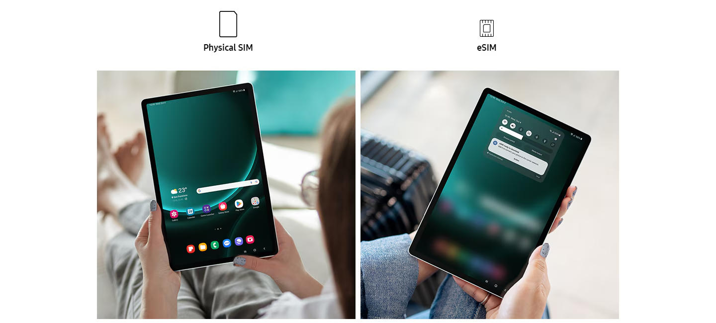 تبلت سامسونگ Galaxy Tab S9 FE Plus (سیمکارتخور 5G) با حافظه 256 گیگابایت و رم 12 گیگابایت - با گارانتی
