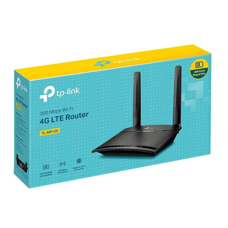 مودم 3G/4G تیپیلینک مدل TL-MR100 با وایفای 300Mbps، آنتن خارجی و پورت WAN | مناسب خانه و دفتر