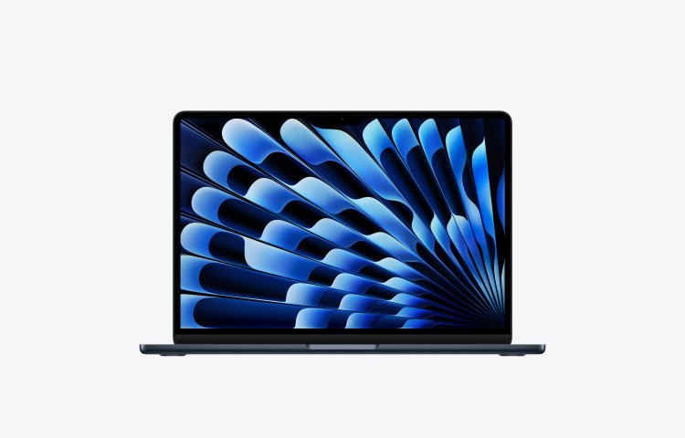 لپ تاپ ۱۳ اینچی اپل MacBook Air 2026 M5 مدل MDHF4 رنگ میدنایت نمای روبرو با نمایشگر Liquid Retina