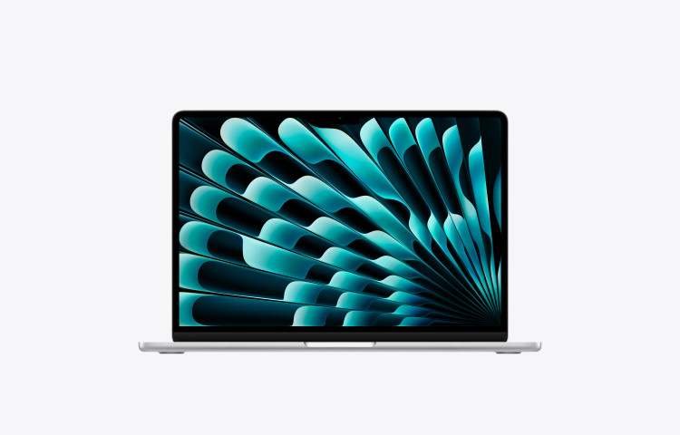 نمای روبهرو لپ تاپ اپل MacBook Air 13 M5 مدل MDH84 رنگ Silver با نمایشگر Liquid Retina