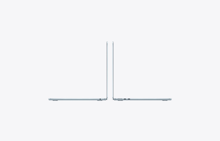 نمای جانبی فوق باریک لپ تاپ Apple MacBook Air 13 M5 مدل MDHH4 رنگ اسکای بلو