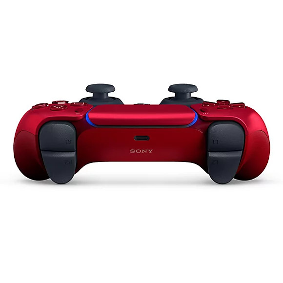 نمای بالای دسته PS5 Volcanic Red و تریگرهای L2 و R2