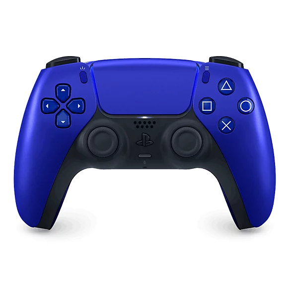 نمای روبهرو دسته PS5 مدل DualSense Cobalt Blue با رنگ آبی کبالت متالیک