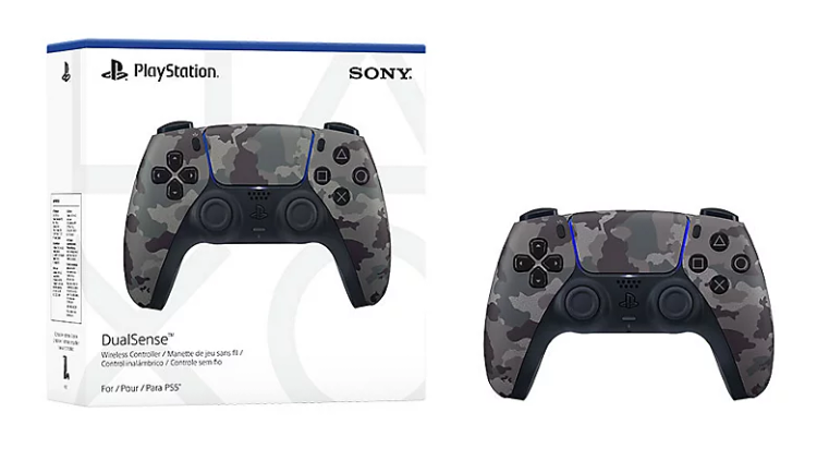 نمای جلو و پشت دسته PS5 طرح چریکی DualSense Gray Camouflage
