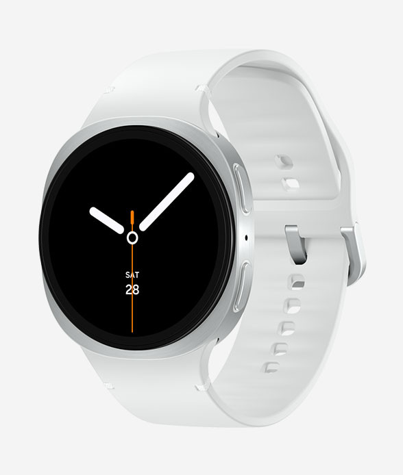 ساعت هوشمند سامسونگ Galaxy Watch 8 رنگ نقرهای با بند سفید