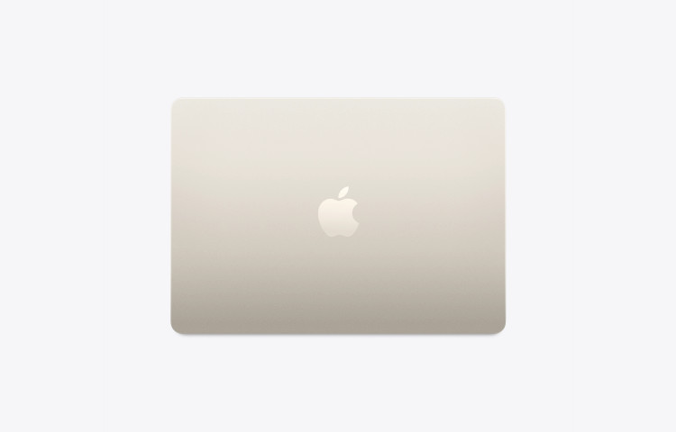 نمای پشت لپ تاپ اپل MacBook Air 13 M5 مدل MDHC4 رنگ Starlight با لوگوی Apple روی بدنه