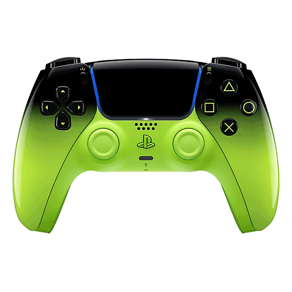 نمای روبهرو دسته PS5 مدل DualSense Remix Green از کالکشن HYPERPOP