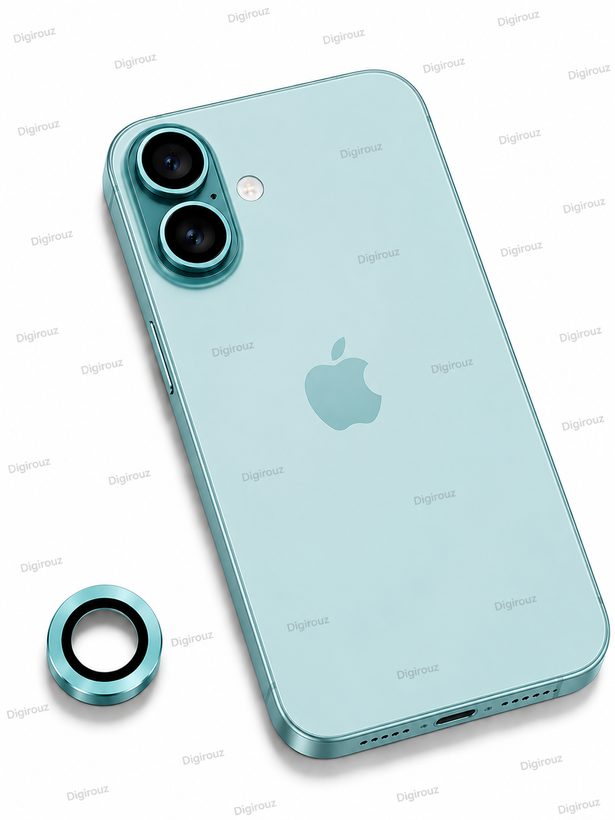 محافظ لنز آیفون 16 و 16 Plus رنگ سبز (Teal) با پوشش کامل دوربین