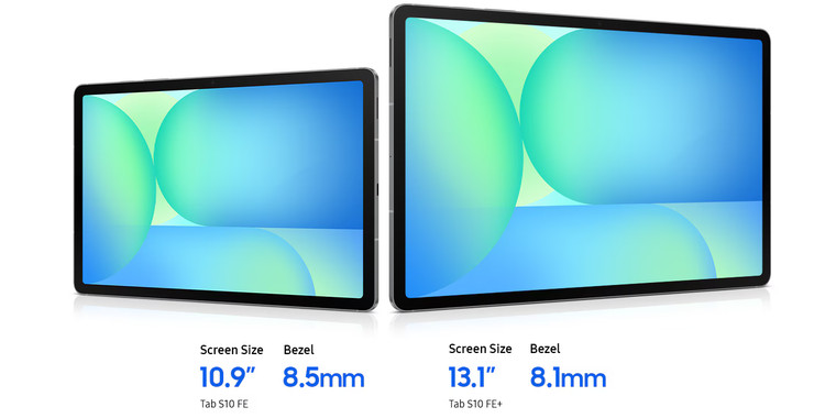 مقایسه ابعاد نمایشگر تبلتهای سری Samsung Galaxy Tab S10 FE