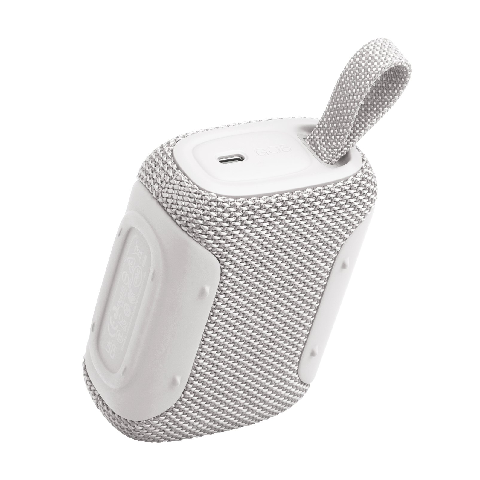 نمای زاویهدار اسپیکر JBL Go 5 رنگ سفید