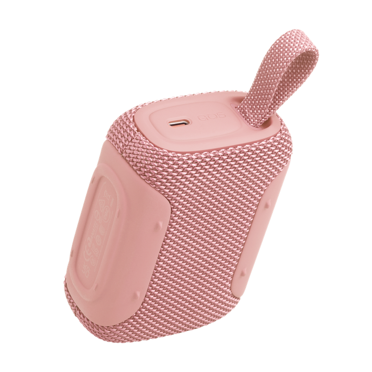 نمای زاویهدار اسپیکر JBL Go 5 رنگ صورتی