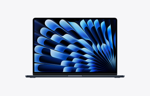 نمای روبروی MacBook Air 15 اینچی اپل M4 رنگ Midnight مدل MDVK4 با نمایشگر Liquid Retina