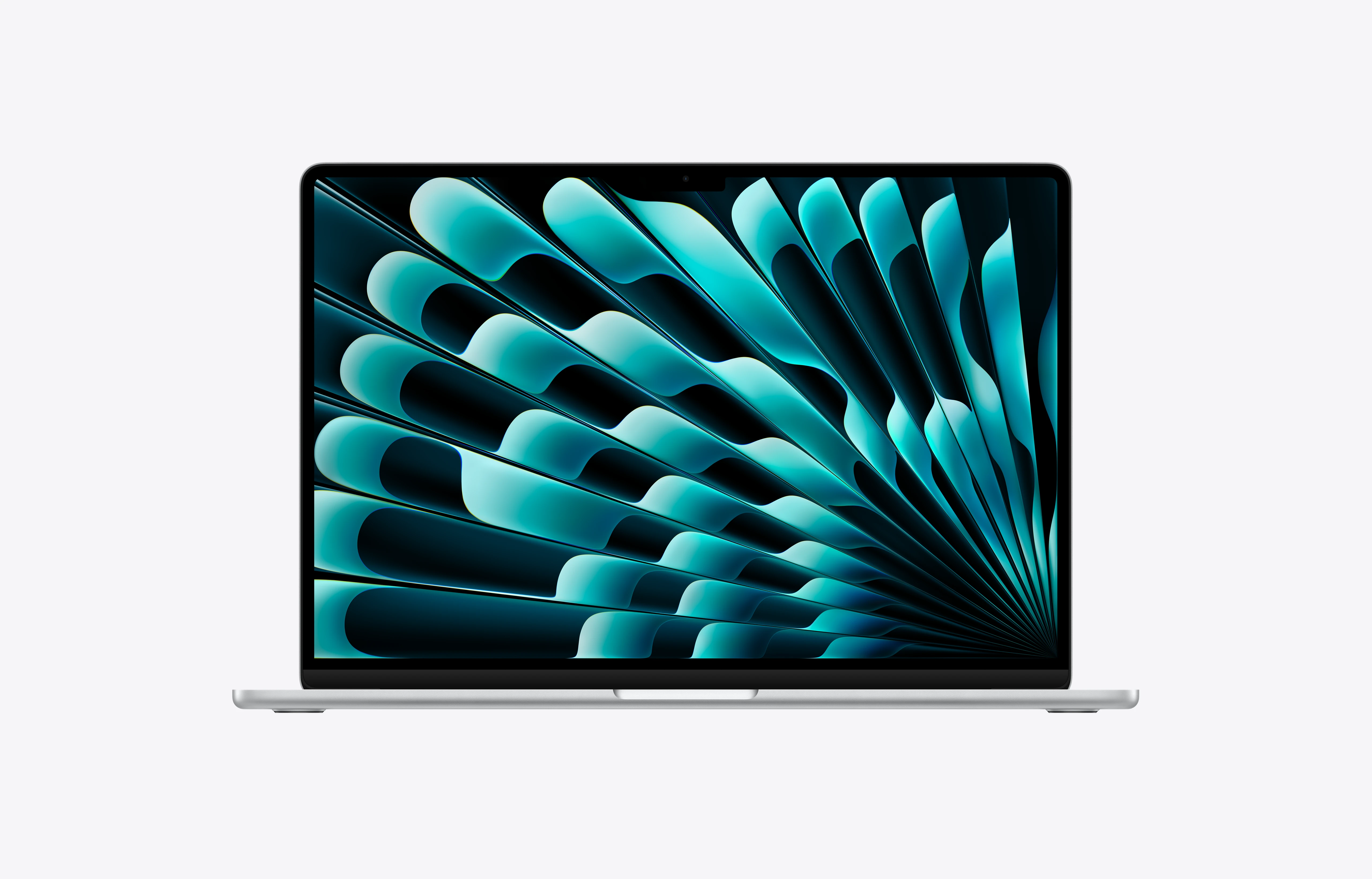 نمای روبروی لپ تاپ Apple MacBook Air 15 اینچی 2026 M5 مدل MDVA4 رنگ Silver با نمایشگر Liquid Retina