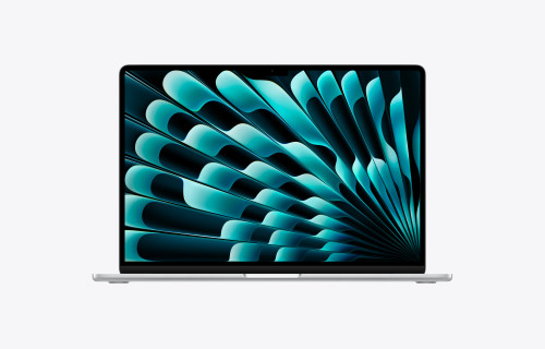 نمای روبروی لپ تاپ Apple MacBook Air 15 اینچی 2026 M5 مدل MDVA4 رنگ Silver با نمایشگر Liquid Retina
