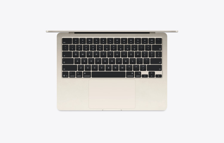 کیبورد و ترک پد لپ تاپ ۱۳ اینچی اپل MacBook Air 2026 M5 مدل MDHD4 رنگ استارلایت