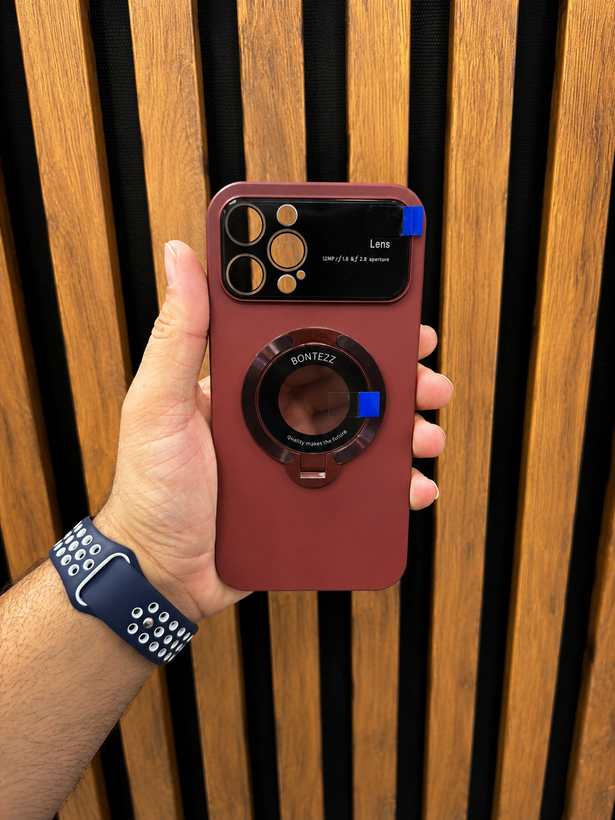 گارد مگسیف Bontezz مناسب آیفون ۱۲ پرومکس با هولدر تاشو و محافظ سرتاسری لنز دوربین | iPhone 12 Pro Max