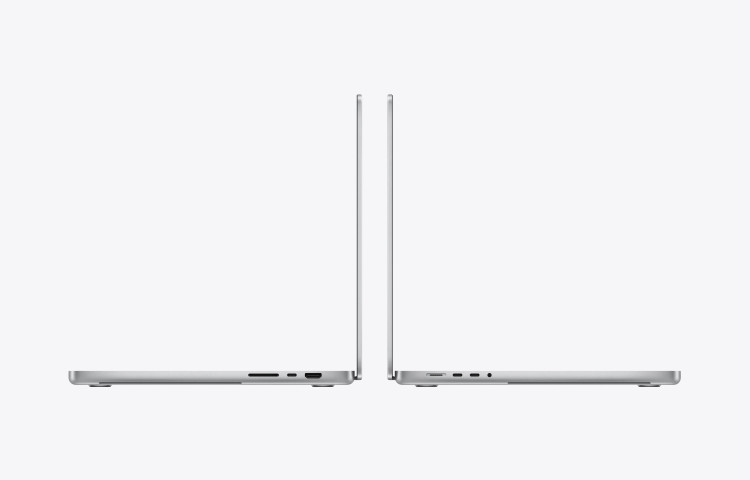نمای پورتهای MacBook Pro ۲۰۲۶ 16 inch M5 Max مدل MGE94 رنگ سیلور با درگاههای حرفهای Thunderbolt، HDMI و MagSafe